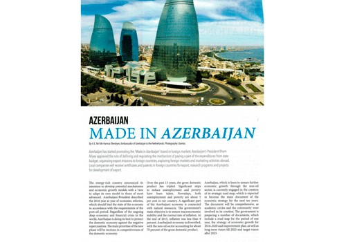 Niderlandın “Diplomat Magazine” jurnalında Azərbaycan diplomatının məqaləsi dərc olunub