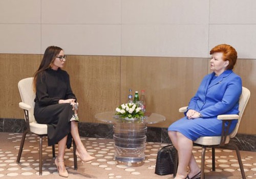 Birinci vitse-prezident Mehriban Əliyeva Vayra Vike-Freyberqa ilə görüşüb