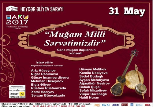 Heydər Əliyev Sarayında “Muğam milli sərvətimizdir” adlı konsert olacaq