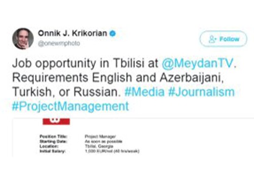 Erməni jurnalist “Meydan TV” - yə işçi axtarır - Fotofakt
