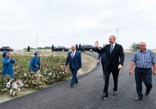Prezident İlham Əliyev Neftçala rayonunda pambıq sahəsi ilə tanış olub