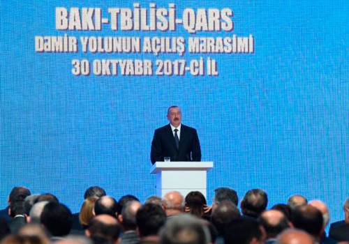 Prezident: "Bakı-Tbilisi-Qars dəmir yolu Avropanı Asiya ilə birləşdirən ən qısa və etibarlı yoldur"