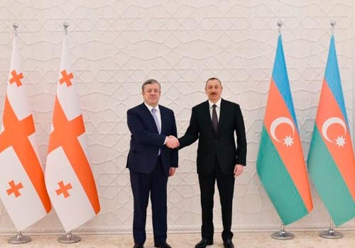Azərbaycan prezidenti Gürcüstan baş naziri ilə görüşüb - Fotolar