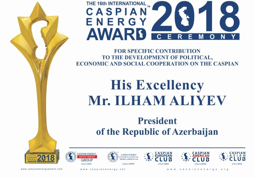 Beş Xəzəryanı ölkənin prezidentlərinə "Caspian Energy Award" mükafatı təqdim olunacaq
