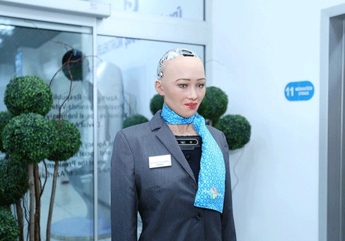Robot Sofiya “ASAN xidmət” mərkəzində könüllü olub - Foto-Video