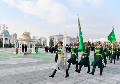 Prezident İlham Əliyevin Aşqabadda rəsmi qarşılanma mərasimi olub - Fotolar