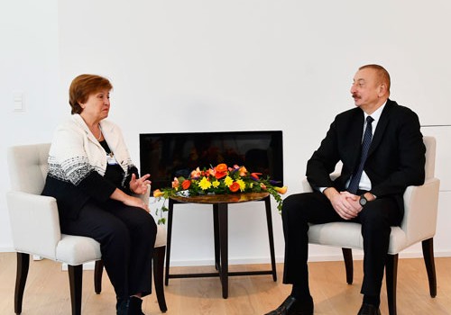 Prezident İlham Əliyev Kristalina Georgiyeva ilə görüşüb