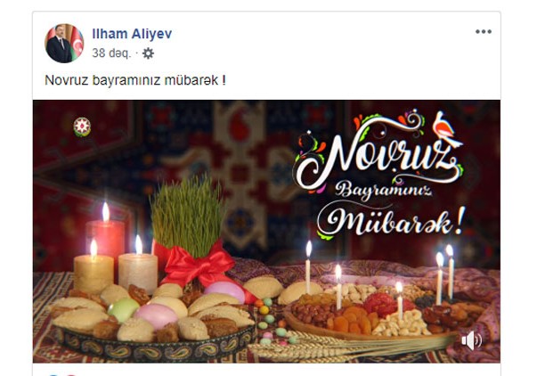 Prezident İlham Əliyevin rəsmi "Facebook" səhifəsində Novruz bayramı ilə bağlı videoçarx yerləşdirilib