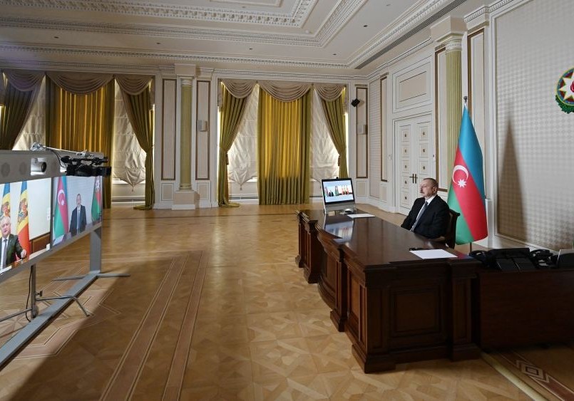 Azərbaycan Prezidenti İlham Əliyevlə Moldova Prezidenti İqor Dodon arasında videokonfrans formatında görüş keçirilib