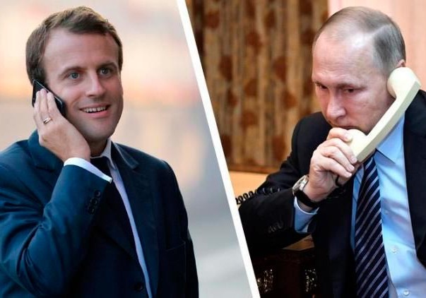Putin və Makron üçtərəfli görüş barədə müzakirə aparıb