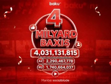 "Baku TV"nin YouTube kanallarının ümumi baxış sayı 4 milyardı ötüb